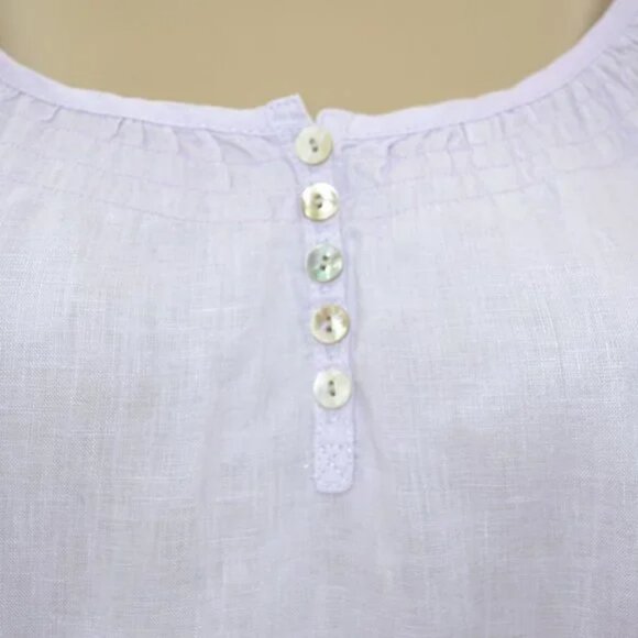 Eddie Bauer Lilac Lavender Purple Linen Minimalist Peasant Tunic Blouse Top L - Picture 5 of 6